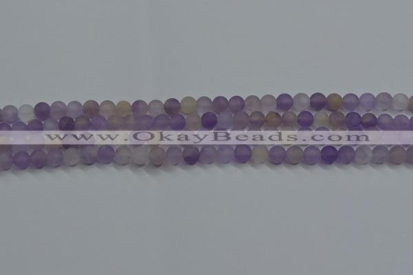 CRO1011 15.5 inches 6mm round matte amethyst gemstone beads