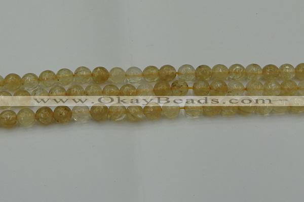 CRO1032 15.5 inches 8mm faceted round yellow watermelon quartz beads