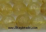 CRO1035 15.5 inches 14mm faceted round yellow watermelon quartz beads