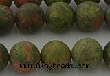 CRO1064 15.5 inches 12mm round matte unakite beads wholesale