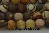 CRO1072 15.5 inches 8mm round matte brown zebra jasper beads