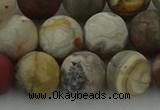 CRO1094 15.5 inches 12mm round matte laguna lace agate beads