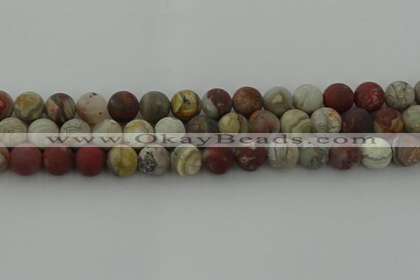 CRO1094 15.5 inches 12mm round matte laguna lace agate beads