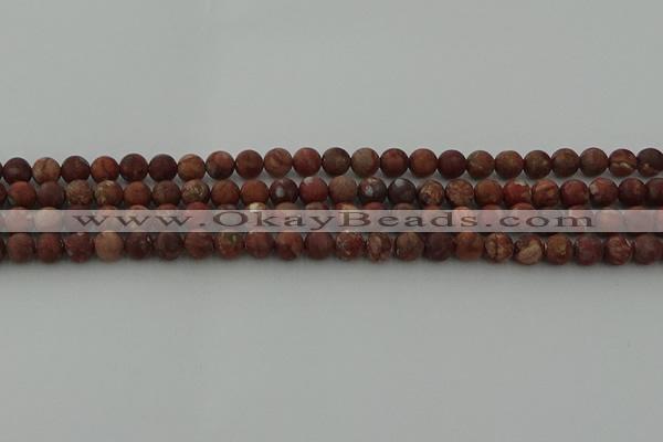 CRO1101 15.5 inches 6mm round matte pomegranate jasper beads