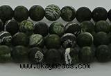 CRO1120 15.5 inches 4mm round matte green silver line jasper beads