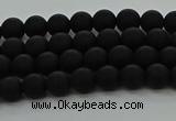 CRO1130 15.5 inches 4mm round matte black agate gemstone beads