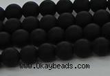 CRO1131 15.5 inches 6mm round matte black agate gemstone beads