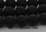 CRO1133 15.5 inches 10mm round matte black agate gemstone beads