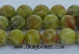 CRO1152 15.5 inches 8mm round matte green dragon serpentine jasper beads