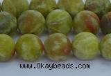 CRO1153 15.5 inches 10mm round matte green dragon serpentine jasper beads