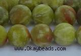 CRO1154 15.5 inches 12mm round matte green dragon serpentine jasper beads