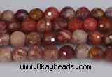 CRO1188 15.5 inches 4mm faceted round red porcelain beads