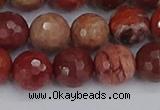 CRO1192 15.5 inches 12mm faceted round red porcelain beads