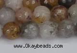 CRO1197 15.5 inches 8mm faceted round mixed lodalite quartz beads