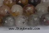 CRO1198 15.5 inches 10mm faceted round mixed lodalite quartz beads