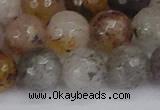 CRO1199 15.5 inches 12mm faceted round mixed lodalite quartz beads