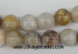 CRO316 15.5 inches 12mm round bamboo leaf agate beads wholesale