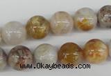 CRO384 15.5 inches 14mm round bamboo leaf agate beads wholesale