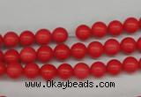 CRO44 15.5 inches 6mm round synthetic coral beads wholesale