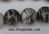 CRO484 15.5 inches 18mm round black water jasper beads wholesale