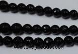 CRO702 15.5 inches 6mm – 14mm faceted round black agate beads