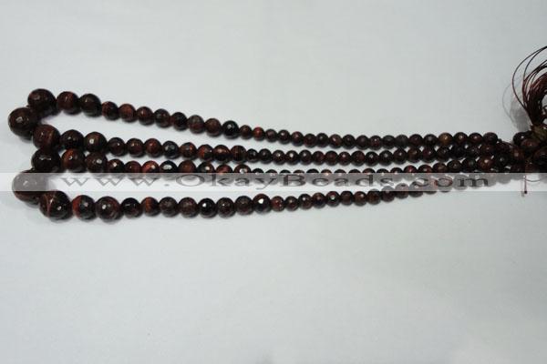 CRO708 15.5 inches 6mm – 14mm faceted round red tiger eye beads