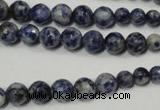 CRO733 15.5 inches 6mm – 14mm faceted round blue spot stone beads