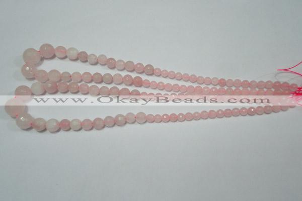 CRO742 15.5 inches 6mm – 14mm faceted round rose quartz beads