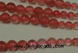 CRO745 15.5 inches 6mm – 14mm faceted round cherry quartz beads