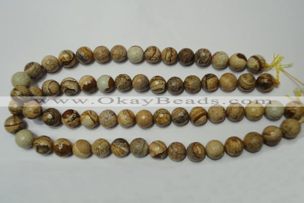 CRO763 15.5 inches 10mm faceted round picture jasper beads wholesale