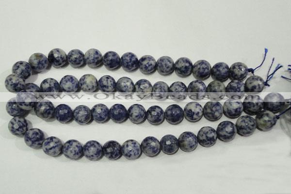 CRO775 15.5 inches 14mm faceted round blue spot stone beads wholesale