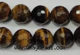 CRO786 15.5 inches 16mm faceted round yellow tiger eye beads wholesale