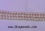 CRO790 15.5 inches 4mm round matte rice white fossil beads