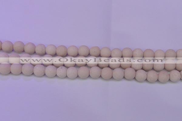 CRO790 15.5 inches 4mm round matte rice white fossil beads