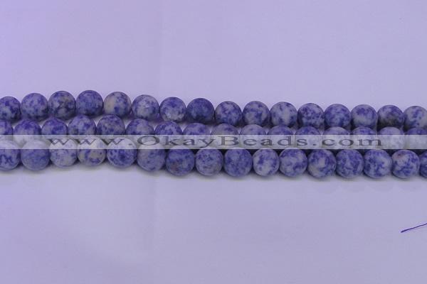 CRO855 15.5 inches 14mm round matte blue spot beads