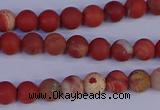 CRO930 15.5 inches 4mm round matte red jasper beads wholesale