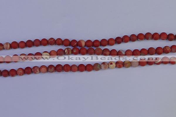 CRO931 15.5 inches 6mm round matte red jasper beads wholesale