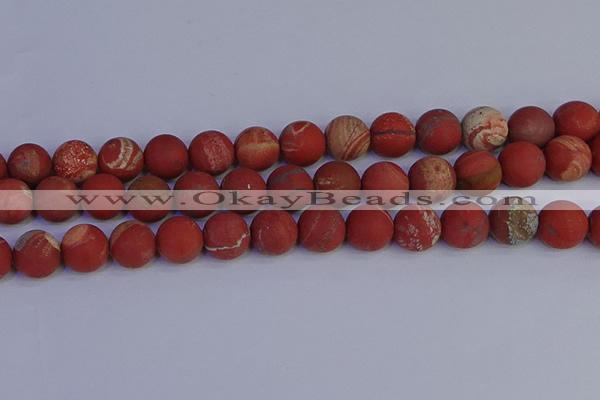 CRO935 15.5 inches 14mm round matte red jasper beads wholesale