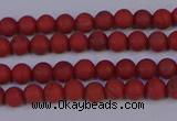 CRO940 15.5 inches 4mm round matte red jasper beads wholesale