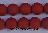 CRO945 15.5 inches 14mm round matte red jasper beads wholesale