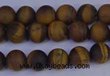 CRO962 15.5 inches 8mm round matte yellow tiger eye beads wholesale