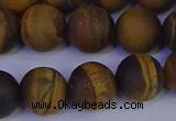 CRO965 15.5 inches 14mm round matte yellow tiger eye beads wholesale