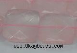 CRQ102 15.5 inches 25*25mm faceted square natural rose quartz beads