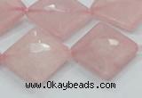 CRQ107 15.5 inches 20*20mm faceted diamond natural rose quartz beads