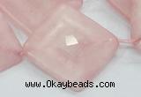 CRQ108 15.5 inches 30*30mm faceted diamond natural rose quartz beads