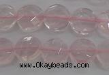 CRQ137 15.5 inches 10mm faceted coin natural rose quartz beads