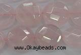 CRQ139 15.5 inches 15mm faceted coin natural rose quartz beads