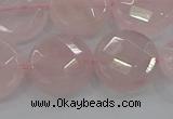 CRQ140 15.5 inches 18mm faceted coin natural rose quartz beads