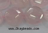 CRQ141 15.5 inches 20mm faceted coin natural rose quartz beads