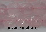 CRQ155 15.5 inches 12mm faceted square natural rose quartz beads